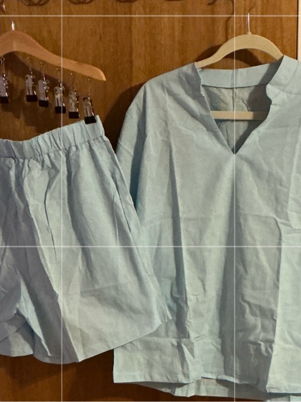 Light Blue Women's Sleep Set - Top & Shorts